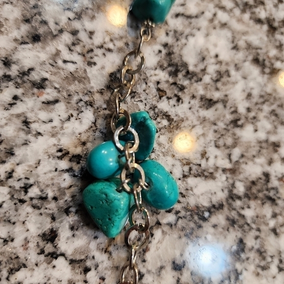 Large Slab Turquoise Necklace Silver Tone Chain w Extender Natural Stone EUC - Picture 6 of 16